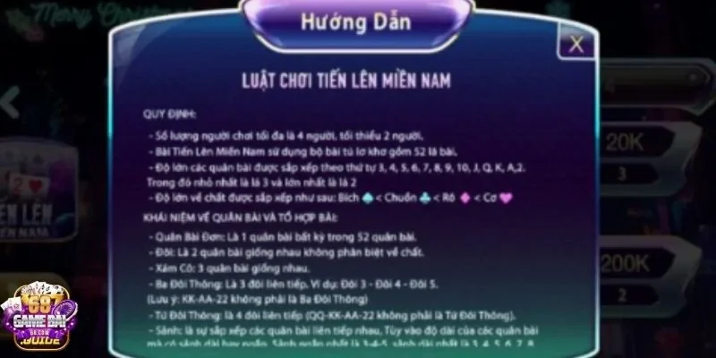 68 game bài hướng dẫn luật chơi chi tiết