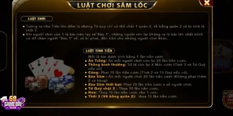 68 game bài mang đến thông tin game bài Sâm lốc chi tiết