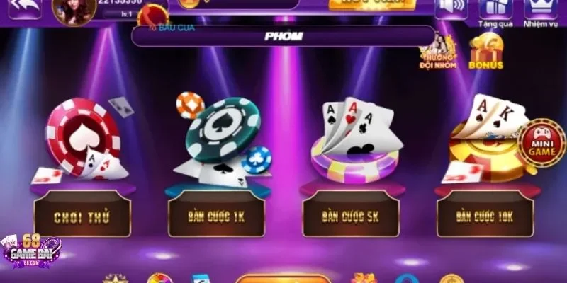 Có 4 phòng chơi khác nhau cho bạn chọn lựa