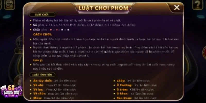 Phỏm và luật chơi tại 68gamebai