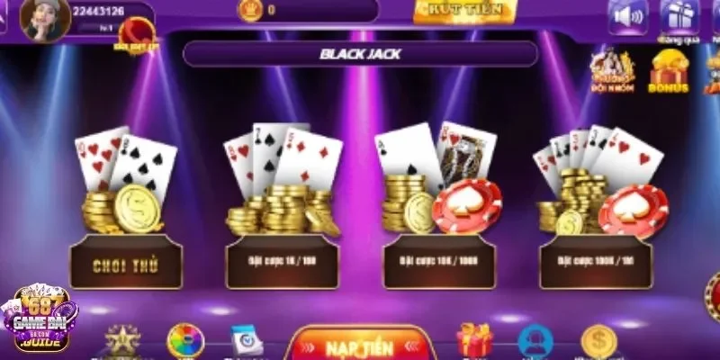 Xì Dách hay với mức cược hấp dẫn tại 68 game bài
