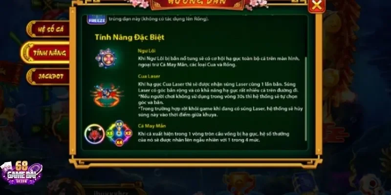 Trang bị tính năng chơi game Bắn cá kỹ lưỡng